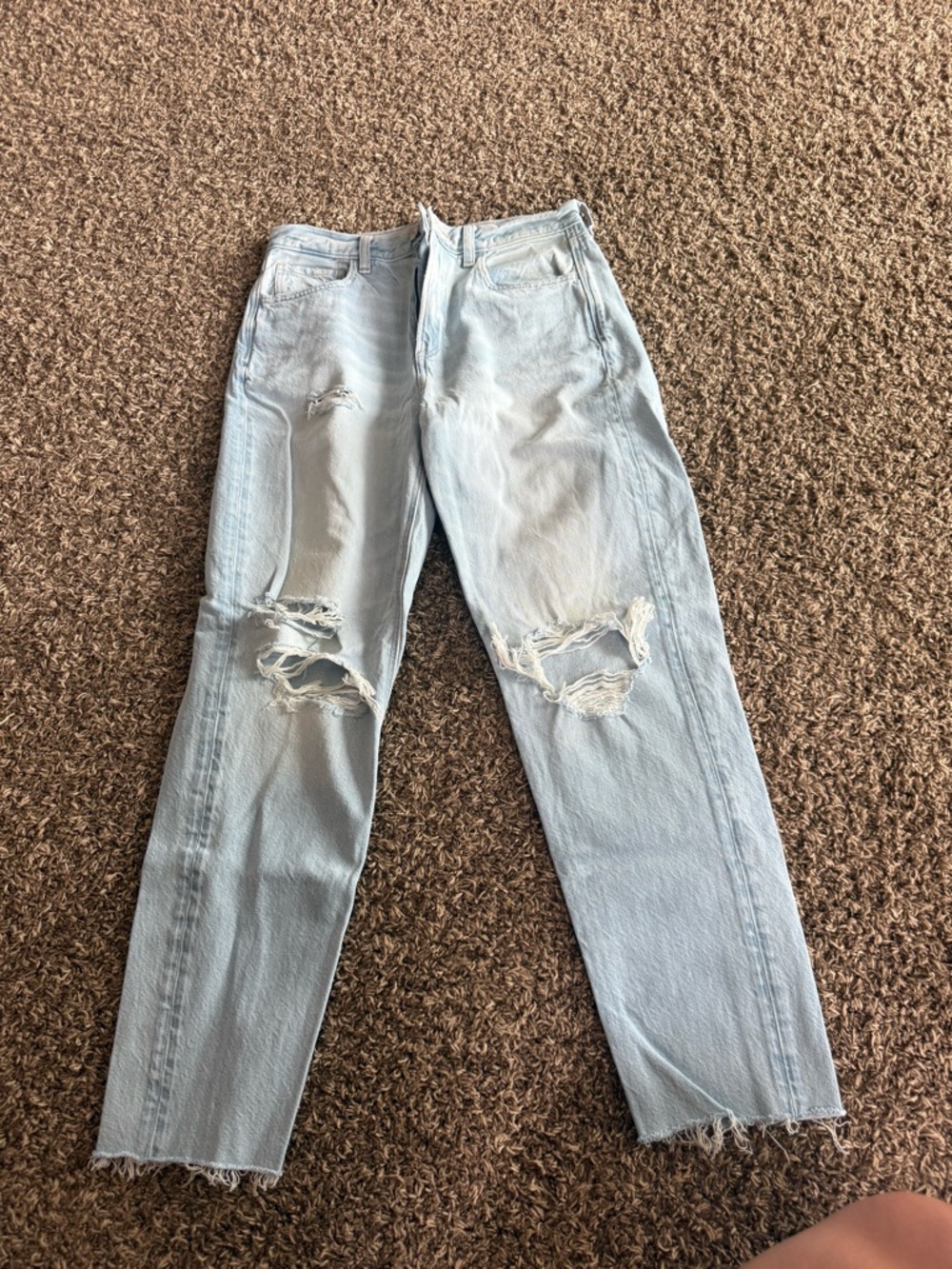 American Eagle Outfitters Light Blue Distressed Straight Leg Jeans